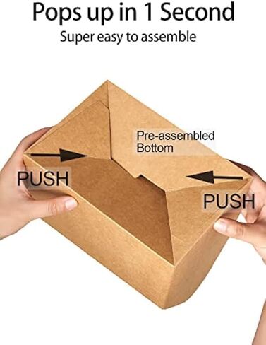 Happyhiram 25 علبة كبيرة من صناديق الجملون باللون البني - حاويات ورق كرافت متينة مقاس 9 × 6 × 6 بوصة للهدايا ووجبات الغداء والكوكيز وحفلات الزفاف في أعياد الميلاد، سهلة التجميع بمقابض in Kuwait