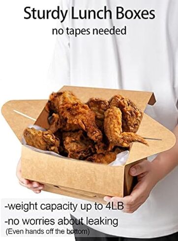 Happyhiram 25 علبة كبيرة من صناديق الجملون باللون البني - حاويات ورق كرافت متينة مقاس 9 × 6 × 6 بوصة للهدايا ووجبات الغداء والكوكيز وحفلات الزفاف في أعياد الميلاد، سهلة التجميع بمقابض in Kuwait