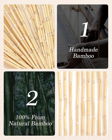 52 Strands Bamboo and Wood Beaded Curtain for Doorway Handmade Natural Doorway Beads Bohemian Bamboo and Wooden Room Devider Hanging Boho Beaded Curtain, Beige Bamboo Joint 35.4" x 74.8" in Saudi Arabia