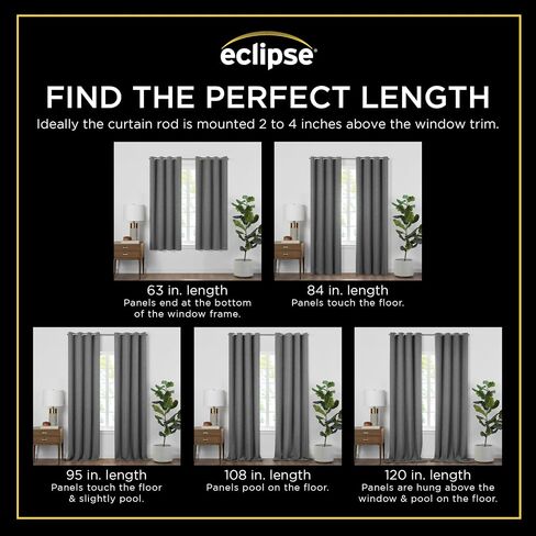 ستائر Eclipse Dutchess 100% بحلقات معدنية مبطنة بالتعتيم، ستائر نافذة معزولة حراريًا لغرفة المعيشة أو غرفة النوم أو غرفة الوسائط، (لوحة واحدة)، بطول 63 بوصة × عرض 50 بوصة، بحري in Saudi Arabia