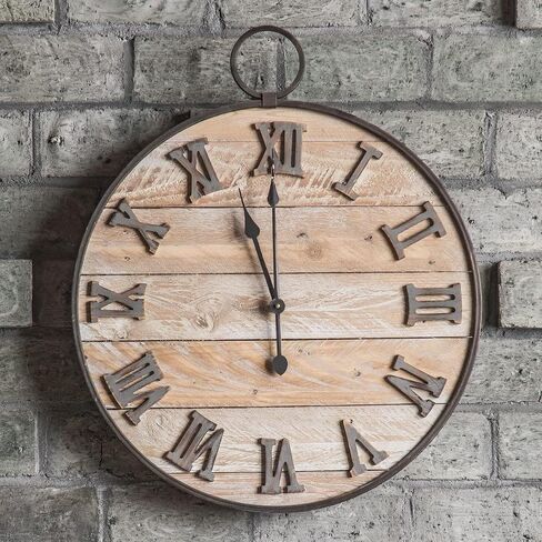 Wall Clock Large,Vintage Decor for Living Room,Farmhouse,Kitchen,Bedroom,Home Office,Round,Solid Wood,Silent Non-Ticking,28 inches in Saudi Arabia