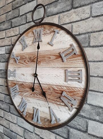 Wall Clock Large,Vintage Decor for Living Room,Farmhouse,Kitchen,Bedroom,Home Office,Round,Solid Wood,Silent Non-Ticking,28 inches in Saudi Arabia