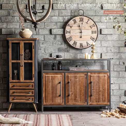 Wall Clock Large,Vintage Decor for Living Room,Farmhouse,Kitchen,Bedroom,Home Office,Round,Solid Wood,Silent Non-Ticking,28 inches in Saudi Arabia