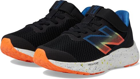 حذاء جري New Balance Fresh Foam Arishi V4 بنجي مع حزام علوي، أسود/أزرق عقيقي/برتقالي حارق، مقاس 2.5 × عرض أمريكي للجنسين للأطفال الصغار in Saudi Arabia