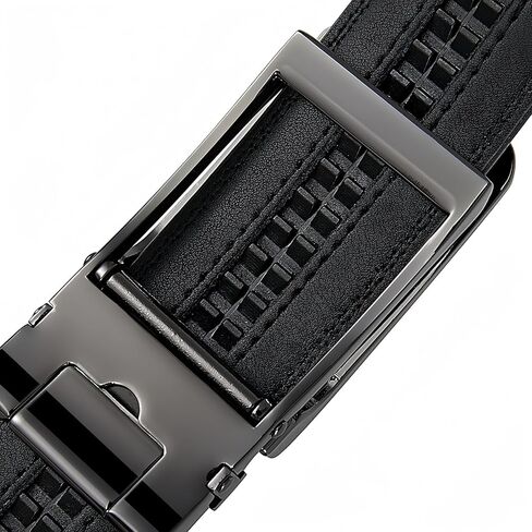 Ma-G Men's Leather Ratchet Comfort Click Belt with Slide Buckle - Adjustable Trim-to-Fit Design. in Saudi Arabia