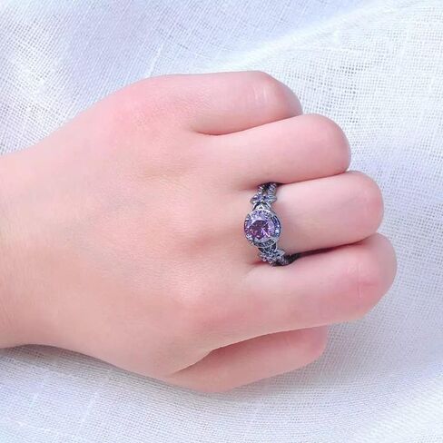 Gothic Black Rings Purple Red Crystal Zircon Diamond Wedding Engagement Ring Size 5-10 in Saudi Arabia