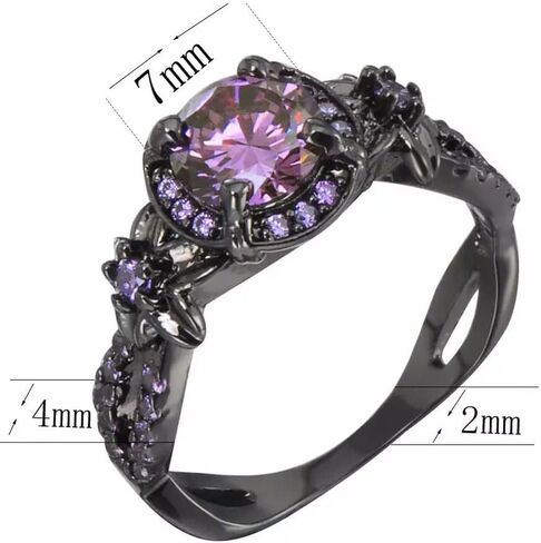 Gothic Black Rings Purple Red Crystal Zircon Diamond Wedding Engagement Ring Size 5-10 in Saudi Arabia