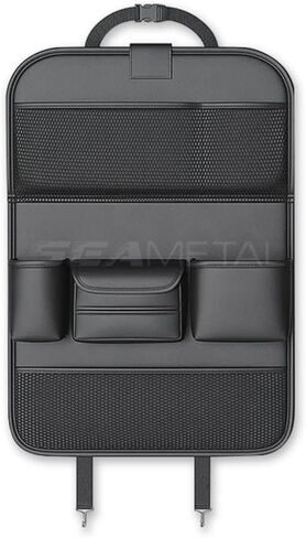 SEAMETAL [2024 Upgrade] Leather Car Back Seat Organizer - [Premium Leather Design] 7 Enhanced Storage Pockets, Perfect for Kids & Electronics, Universal Fit for Tablets and Phones（Black） in Saudi Arabia