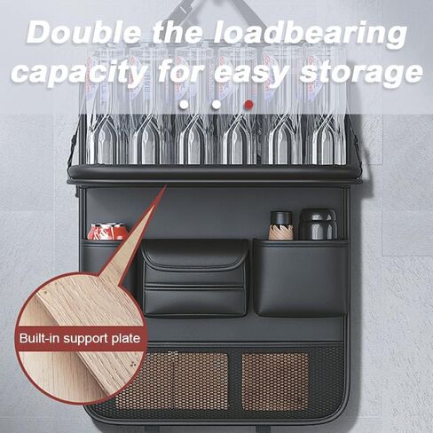 SEAMETAL [2024 Upgrade] Leather Car Back Seat Organizer - [Premium Leather Design] 7 Enhanced Storage Pockets, Perfect for Kids & Electronics, Universal Fit for Tablets and Phones（Black） in Saudi Arabia
