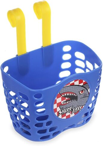 Kid's Bike Basket, Blue Basket Holder Cute Shark/Dino/Train/Puppy Pattern Bicycle Front Handlebar Basket for Kid Boys in Kuwait