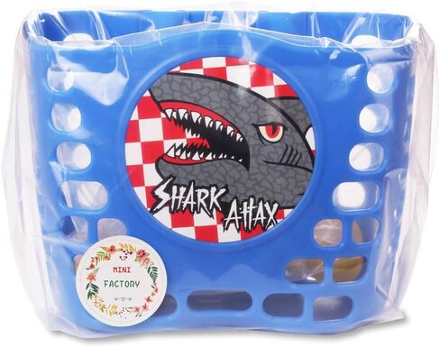 Kid's Bike Basket, Blue Basket Holder Cute Shark/Dino/Train/Puppy Pattern Bicycle Front Handlebar Basket for Kid Boys in Kuwait