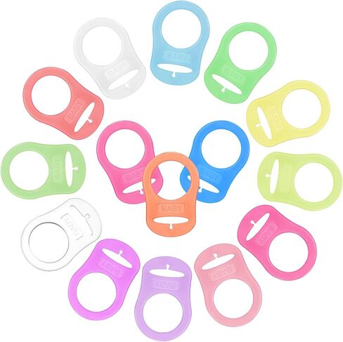 15 Pieces Soft Silicone Baby Pacifier Clips Holders Silicone Adapter Rings Holder Baby Nipple Rings Baby Dummy Pacifier Holder for Baby Pacifiers (Assorted Colors) in Kuwait