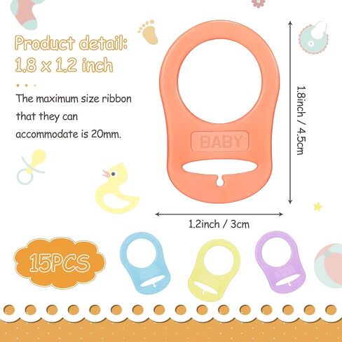 15 Pieces Soft Silicone Baby Pacifier Clips Holders Silicone Adapter Rings Holder Baby Nipple Rings Baby Dummy Pacifier Holder for Baby Pacifiers (Assorted Colors) in Kuwait