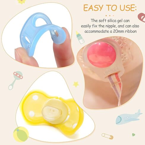 15 Pieces Soft Silicone Baby Pacifier Clips Holders Silicone Adapter Rings Holder Baby Nipple Rings Baby Dummy Pacifier Holder for Baby Pacifiers (Assorted Colors) in Kuwait