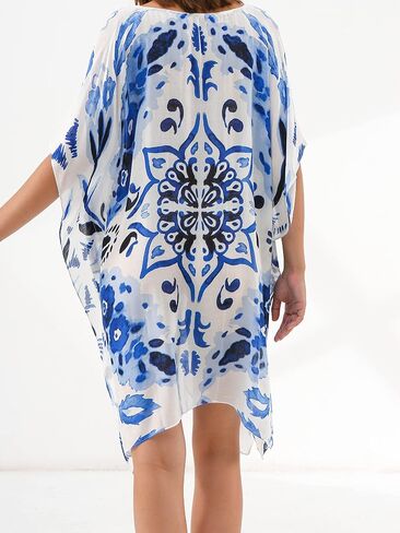 Moss Rose Women's Beach Kaftan Dresses Kimono Swimsuit Cover up for Bathing Suit with Floral Pattern in Saudi Arabia