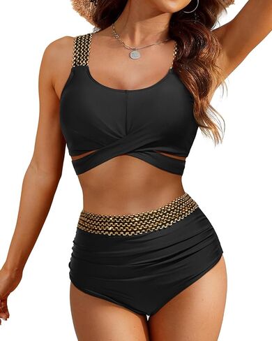Daci Women High Waisted Bikini Set Tummy Control 2 Piece Swimsuit Push Up Bathing Suit with Full Coverage Bottom in Saudi Arabia