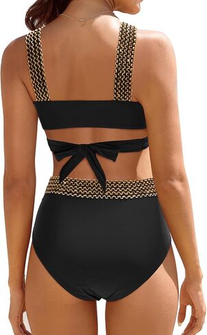 Daci Women High Waisted Bikini Set Tummy Control 2 Piece Swimsuit Push Up Bathing Suit with Full Coverage Bottom in Saudi Arabia