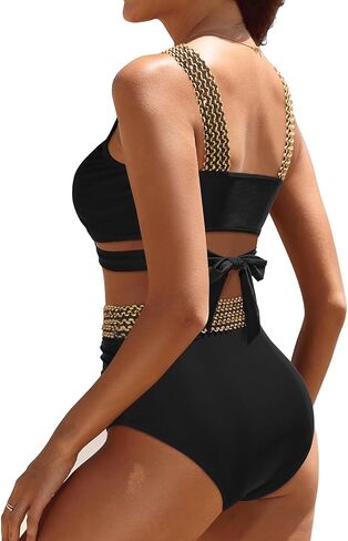 Daci Women High Waisted Bikini Set Tummy Control 2 Piece Swimsuit Push Up Bathing Suit with Full Coverage Bottom in Saudi Arabia