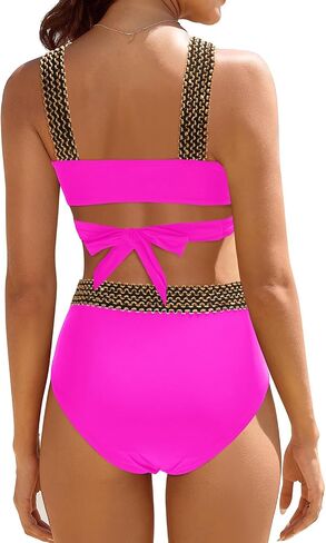 Daci Women High Waisted Bikini Set Tummy Control 2 Piece Swimsuit Push Up Bathing Suit with Full Coverage Bottom in Saudi Arabia