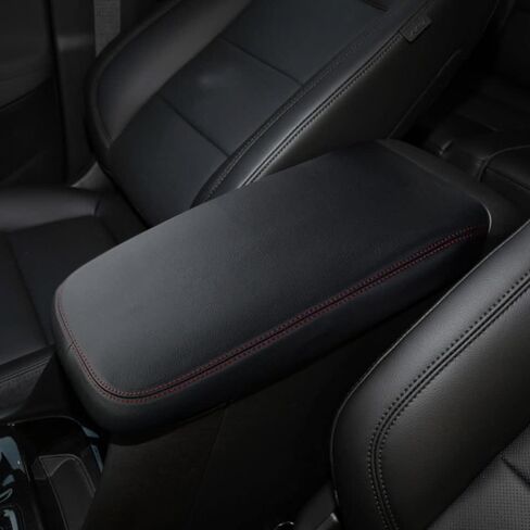 غطاء مسند ذراع وحدة التحكم متوافق مع ملحقات شيفروليه إكوينوكس 2018-2023 2024 غطاء وحدة التحكم المركزية لسيارة تشيفي إكوينوكس 2022 2023 واقي وسادة مسند الذراع (أسود مع غرز حمراء) in Kuwait