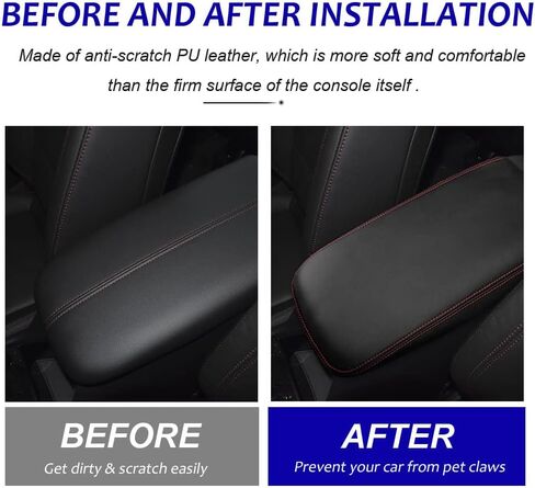 غطاء مسند ذراع وحدة التحكم متوافق مع ملحقات شيفروليه إكوينوكس 2018-2023 2024 غطاء وحدة التحكم المركزية لسيارة تشيفي إكوينوكس 2022 2023 واقي وسادة مسند الذراع (أسود مع غرز حمراء) in Kuwait