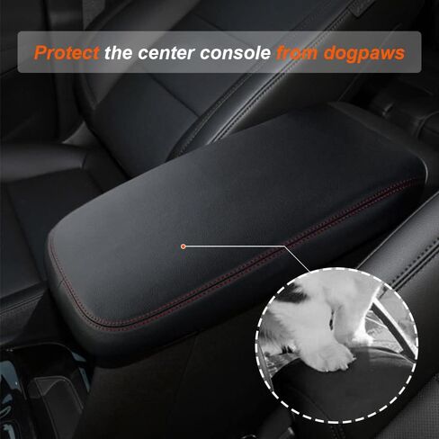 غطاء مسند ذراع وحدة التحكم متوافق مع ملحقات شيفروليه إكوينوكس 2018-2023 2024 غطاء وحدة التحكم المركزية لسيارة تشيفي إكوينوكس 2022 2023 واقي وسادة مسند الذراع (أسود مع غرز حمراء) in Kuwait