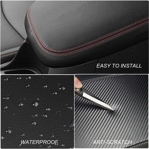 غطاء مسند ذراع وحدة التحكم متوافق مع ملحقات شيفروليه إكوينوكس 2018-2023 2024 غطاء وحدة التحكم المركزية لسيارة تشيفي إكوينوكس 2022 2023 واقي وسادة مسند الذراع (أسود مع غرز حمراء) in Kuwait