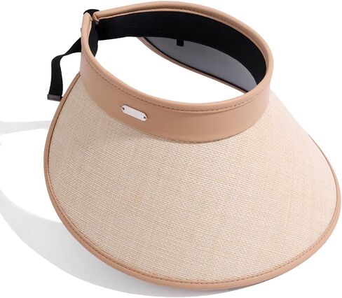 Straw Sun Visor Hat for Women & Men, Wide Brim, Backless, Ponytail, UPF 50+, Sturdy Beach Hat in Saudi Arabia