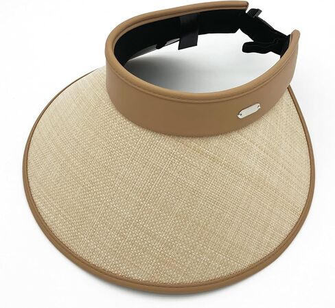 Straw Sun Visor Hat for Women & Men, Wide Brim, Backless, Ponytail, UPF 50+, Sturdy Beach Hat in Saudi Arabia
