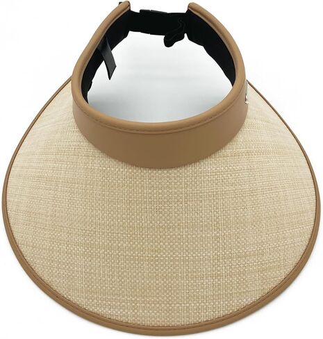 Straw Sun Visor Hat for Women & Men, Wide Brim, Backless, Ponytail, UPF 50+, Sturdy Beach Hat in Saudi Arabia