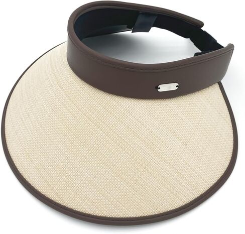 قبعة من القش للوقاية من الشمس للنساء والرجال، حافة واسعة، بدون ظهر، ذيل حصان، عامل حماية من الشمس 50+، قبعة شاطئ متينة in Kuwait