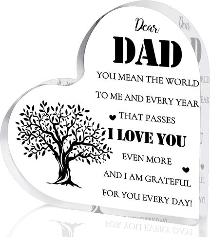Gifts for Dad Gifts from Daughter - Engraved Acrylic Heart Piece with Heartwarming Words - Dad Birthday Gifts for Fathers in Saudi Arabia