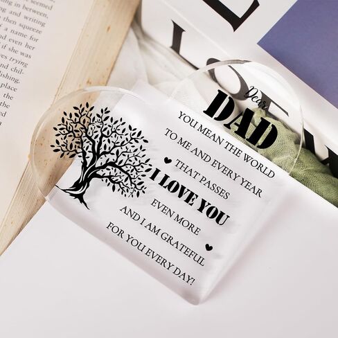 Gifts for Dad Gifts from Daughter - Engraved Acrylic Heart Piece with Heartwarming Words - Dad Birthday Gifts for Fathers in Saudi Arabia
