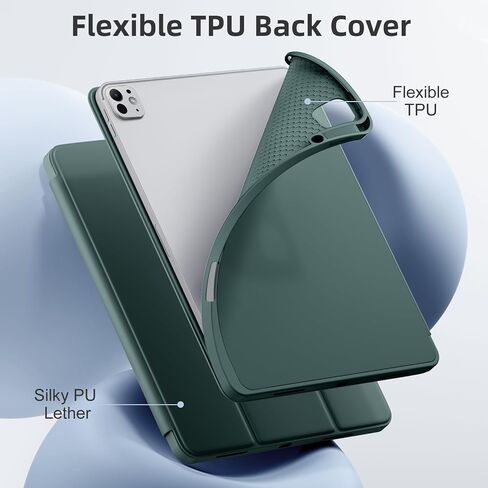 LEOMARON Compatible with iPad Pro 13 Inch Case 2024 M4 with Pencil Holder, Soft TPU Back Cover for iPad 13 Pro Case, Trifold Stand, Support Pencil Pro and Pencil (USB-C), Auto Wake/Sleep, Aurora Blue in Saudi Arabia
