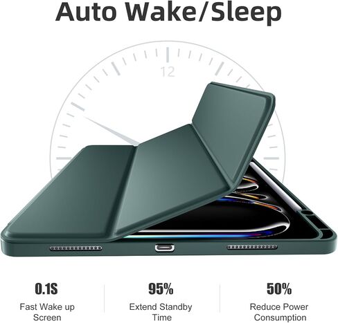 LEOMARON Compatible with iPad Pro 13 Inch Case 2024 M4 with Pencil Holder, Soft TPU Back Cover for iPad 13 Pro Case, Trifold Stand, Support Pencil Pro and Pencil (USB-C), Auto Wake/Sleep, Aurora Blue in Saudi Arabia