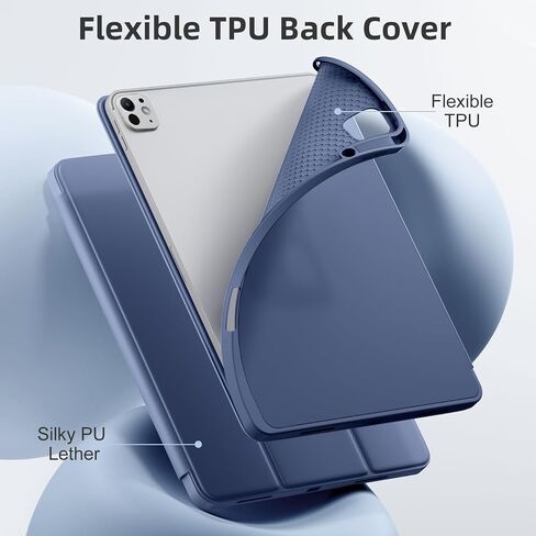 LEOMARON Compatible with iPad Pro 13 Inch Case 2024 M4 with Pencil Holder, Soft TPU Back Cover for iPad 13 Pro Case, Trifold Stand, Support Pencil Pro and Pencil (USB-C), Auto Wake/Sleep, Aurora Blue in Saudi Arabia