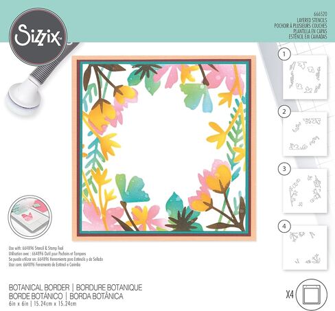 Sizzix Layered Stencils-Botanical Border, White in Saudi Arabia