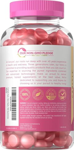 Carlyle Hair, Skin and Nails Gummies | 180 Count | Fruit Flavor Gummy Vitamins | with Biotin | Non-GMO, Gluten Free in Saudi Arabia