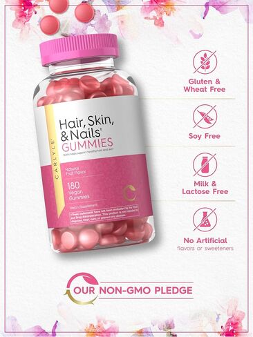 Carlyle Hair, Skin and Nails Gummies | 180 Count | Fruit Flavor Gummy Vitamins | with Biotin | Non-GMO, Gluten Free in Saudi Arabia