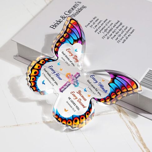 40th Birthday Decorations for Women, 40th Birthday Gifts for Women, 40th Birthday Card for Wife Husband Sister Brother Best friend, Butterfly-shaped Acrylic Decorative Paperweight with Colorful Wings in Saudi Arabia
