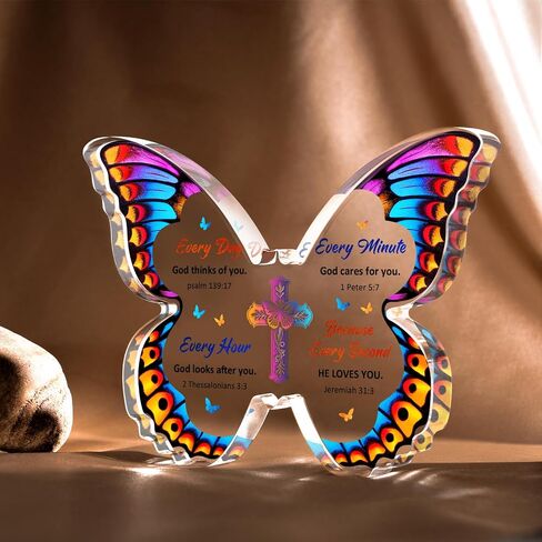 40th Birthday Decorations for Women, 40th Birthday Gifts for Women, 40th Birthday Card for Wife Husband Sister Brother Best friend, Butterfly-shaped Acrylic Decorative Paperweight with Colorful Wings in Saudi Arabia