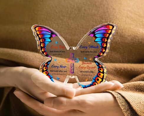 40th Birthday Decorations for Women, 40th Birthday Gifts for Women, 40th Birthday Card for Wife Husband Sister Brother Best friend, Butterfly-shaped Acrylic Decorative Paperweight with Colorful Wings in Saudi Arabia
