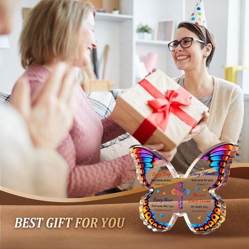 40th Birthday Decorations for Women, 40th Birthday Gifts for Women, 40th Birthday Card for Wife Husband Sister Brother Best friend, Butterfly-shaped Acrylic Decorative Paperweight with Colorful Wings in Saudi Arabia
