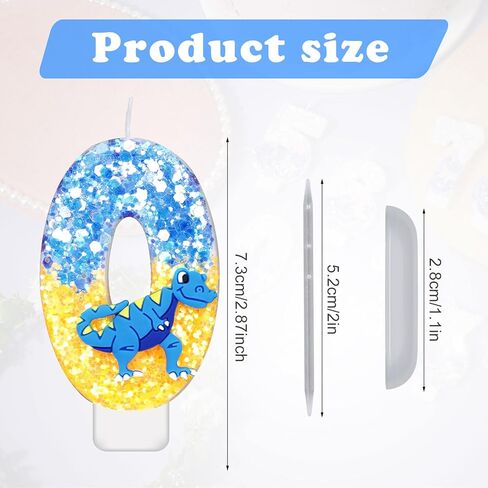 Dinosaur Birthday Candle, 2.87 Inch Birthday Number Candles Sequins Cake Topper Candle 3D Number Candle for Dinosaur Theme Party Birthday Decoration Supplies(Number 5) in Kuwait