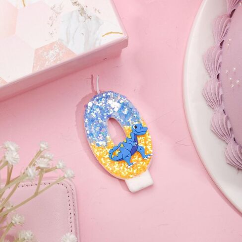 Dinosaur Birthday Candle, 2.87 Inch Birthday Number Candles Sequins Cake Topper Candle 3D Number Candle for Dinosaur Theme Party Birthday Decoration Supplies(Number 5) in Kuwait