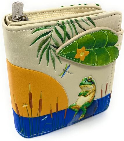Shag Wear Sunset Frog Small Wallet for Women and Teen Girls Vegan Faux Leather 4.5" Beige in Kuwait