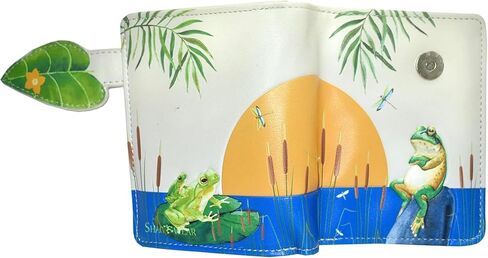 Shag Wear Sunset Frog Small Wallet for Women and Teen Girls Vegan Faux Leather 4.5" Beige in Kuwait