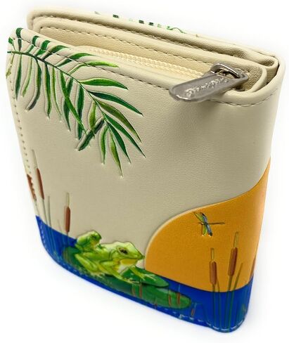 Shag Wear Sunset Frog Small Wallet for Women and Teen Girls Vegan Faux Leather 4.5" Beige in Kuwait