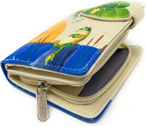 Shag Wear Sunset Frog Small Wallet for Women and Teen Girls Vegan Faux Leather 4.5" Beige in Kuwait
