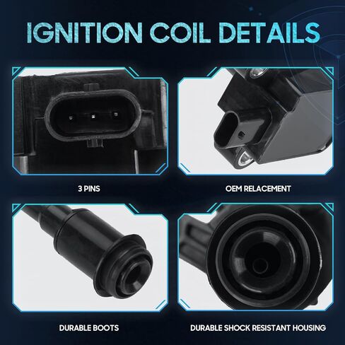 Set of 4 Ignition Coil Pack Compatible with Ford Escape Fiesta Fusion Transit Connect 1.6L L4 2013 2014 2015 2016,2017 2018 2019, Replace for UF674 C871 GN10644, Black in Saudi Arabia